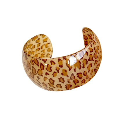 Colorful Chunky Bracelet for Women Leopard Print Wrap Acrylic Resin Bangle Bracelet Wide Open Geometric Cuff Bracelet Wide Cuff Bangle Jewelry - color: Grey1