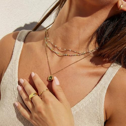 Gold Silver Pendant Necklace for Women, Dainty CZ Jewelry Gift | 14K Gold Silver Plated, Cubic Zirconia Pearl Charm, Trendy Layered Necklace, Adjustable Chain, Waterproof, Hypoallergenic - color: Gold-North Star