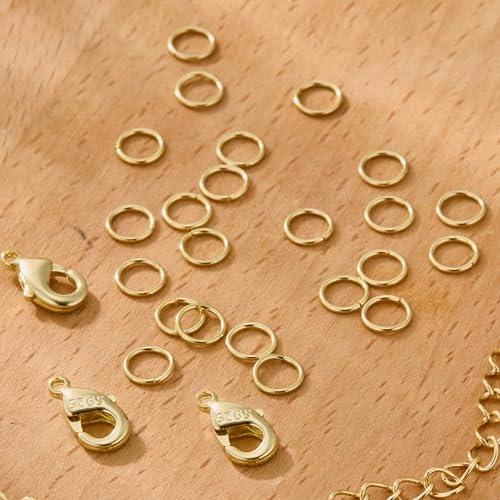 23Pcs Gold Lobster Claw Clasps 10mm with Open Jump Rings Jewelry Making Set | Small Spring Italian Clasps Lobster Claw Jump Rings Necklace Chains Connect Link Repair kit Supplies 925 Jewelry Findings - color: 23PcsA_Gold