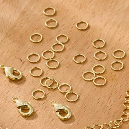 23Pcs Gold Lobster Claw Clasps 10mm with Open Jump Rings Jewelry Making Set | Small Spring Italian Clasps Lobster Claw Jump Rings Necklace Chains Connect Link Repair kit Supplies 925 Jewelry Findings - color: 23PcsA_Gold
