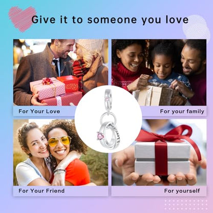 LUXILLA Charms for Bracelets & Necklace 925 Sterling Silver Charms Elephant Happy Birthday Charm Fit for Valentine's Day Mother's Day Jewelry Gift for Women - color: Engagement Ring Charm