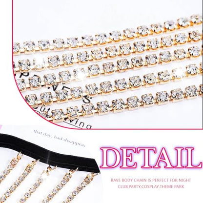REETAN Thigh Garter Belt Rhinestone Leg Chain for Women - style: Style A-Gold
