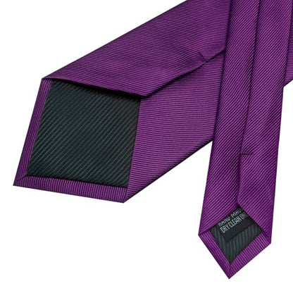 JEMYGINS Formal Necktie Solid Color Tie and Pocket Square with Tie Clip Lapel Pin Sets for Men 4PCS - color: Purple