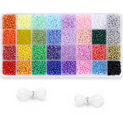 4800pcs 32 Color 4mm Glass Seed Beads for Bracelet Making with Storage Box | Glass Seed Beads for Bracelet Making Kit, Jewelry Making Supplies, Waist Beads, Friendship Bracelet Crafts