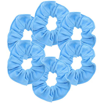 Motique Accessories Large Scrunchies for Women, Pack of 6, Light Blue | Hair Ties for Medium & Thick Hair - color: Light Blue