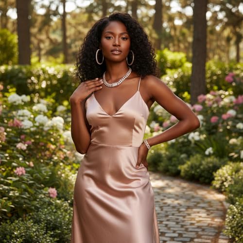 Batiyeer 3 Pcs Cuban Link Chain Necklace Bracelet Rhinestone Hoop Earrings Bling Crystal Hip Hop Jewelry for Women(20 Inch,Rose Gold) - color: Rose Gold, size: 20 Inch