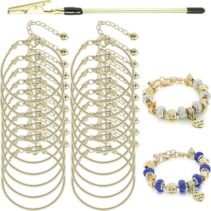 20 Pcs Gold Snake Chain Charm Bracelet Chain with Bracelet Helper Adjustable Snake Charm Bracelet with Heart Lobster Clasp Extender Chain DIY Bracelet Chains for Women Gifts Jewelry Making Supplies - color: 20Pcs 6.3 Inch Gold Bracelet