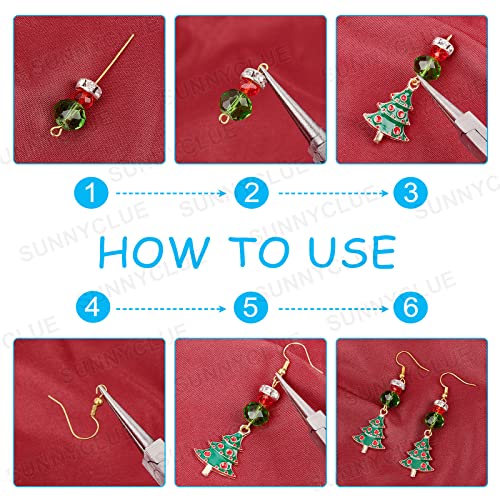 SUNNYCLUE 1 Box 8 Pairs Christmas Enamel Charms Christmas Tree Charms Earring Making Kit Jingle Bell Pendants for Jewelry Making Czech Faceted Glass Beads Chandelier Links for Earrings Adult - color: 5-diy-8 Pairs Christmas Enamel Earrings