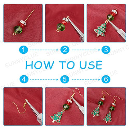 SUNNYCLUE 1 Box 8 Pairs Christmas Enamel Charms Christmas Tree Charms Earring Making Kit Jingle Bell Pendants for Jewelry Making Czech Faceted Glass Beads Chandelier Links for Earrings Adult - color: 5-diy-8 Pairs Christmas Enamel Earrings