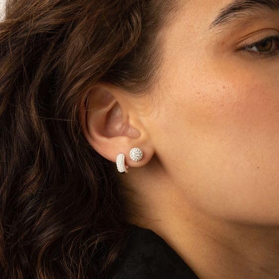 AOEDEJ Silver Ball Earrings Disco Ball Earrings for Women Crystal Earrings Studs Silver Crystal Earrings Cubic Zirconia Crystal Ball Earrings - color: Silver White