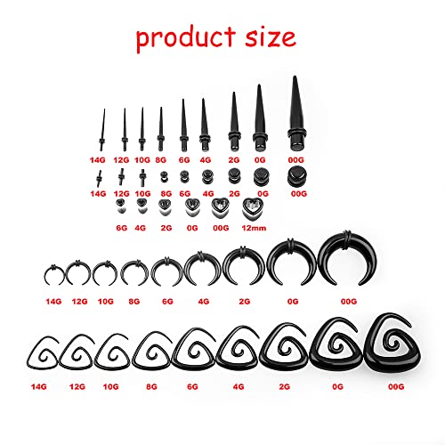 Ear Gauges Stretching Kit 14G-00G Acrylic Sprial Tapers Plugs Expander Sets Heart Tunnels Piering Jewelry Horeseshoes Taper For Ears - style: 84 Blue