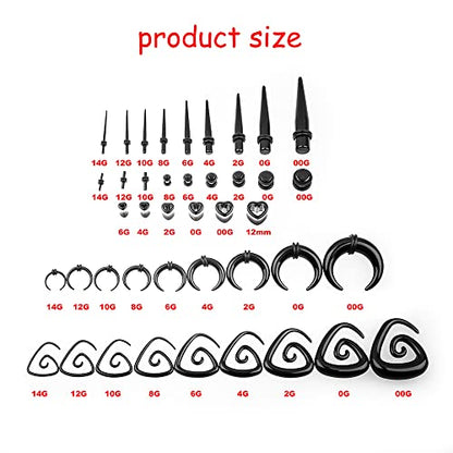 Ear Gauges Stretching Kit 14G-00G Acrylic Sprial Tapers Plugs Expander Sets Heart Tunnels Piering Jewelry Horeseshoes Taper For Ears - style: 84 Blue