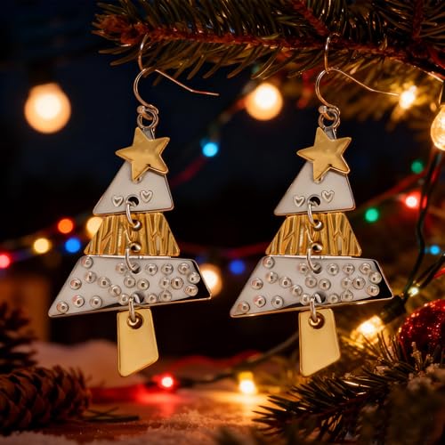 Bow Earrings Red Earrings for Women Dangle Cute Earrings Red Stuff Jewelry Outfits Accessories Gifts for Girls - color: D2:gold christmas tree earrings