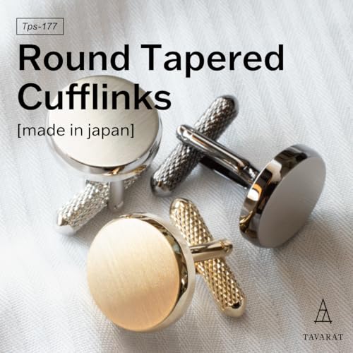 [TAVARAT] Cufflinks for Men cuff links mens classic round shape Black Silver Light Gold Tps-177 - style: light gold (Tps-177)