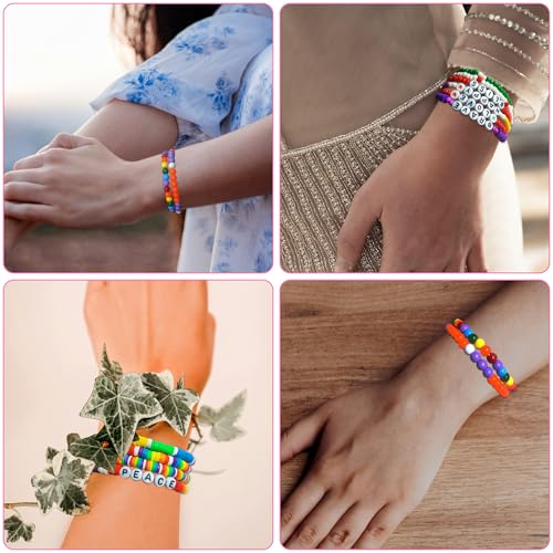 Gay Pride Rainbow Beads Bracelet Jewelry Making Kit, Pride Month Multicolor Pony Beads Heishi Beads for LGBTQ+ Friendship Letter Beads Art DIY Craft Kit, Necklaces or Earrings Making Kit, 2 Boxes