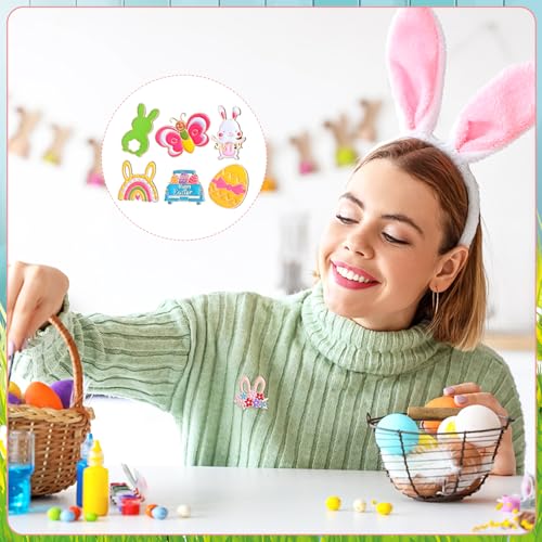 Giegxin 40 Pcs Easter Enamel Pins Bulk Spring Holiday Lapel Pin Bunny Backpack Cute Carrot Easter Eggs Flowers Butterfly Flower Basket Brooch for Women Girls Gifts - style: Easter