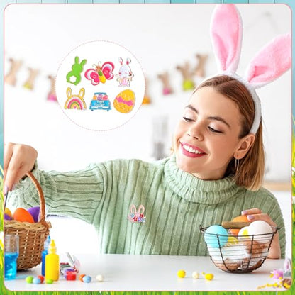 Giegxin 40 Pcs Easter Enamel Pins Bulk Spring Holiday Lapel Pin Bunny Backpack Cute Carrot Easter Eggs Flowers Butterfly Flower Basket Brooch for Women Girls Gifts - style: Easter