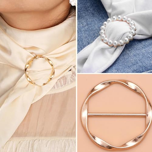 4PCS Scarf Ring Clip Scarf Rings for Women Button Covers for Women Blouses Shirt Tightener Clip Cinch Pin Clothes Jewelry - color: A4