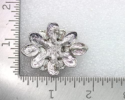 Faship Gorgeous Black Crystal Chunky Floral Pin Brooch - color: Clear