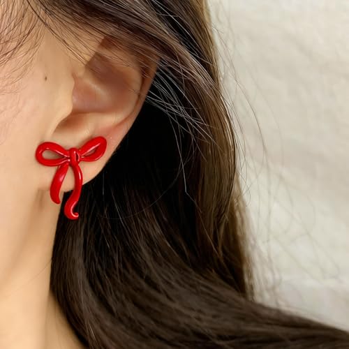 Bow Earrings Red Earrings for Women Dangle Cute Earrings Red Stuff Jewelry Outfits Accessories Gifts for Girls - color: A9:red bow earrings