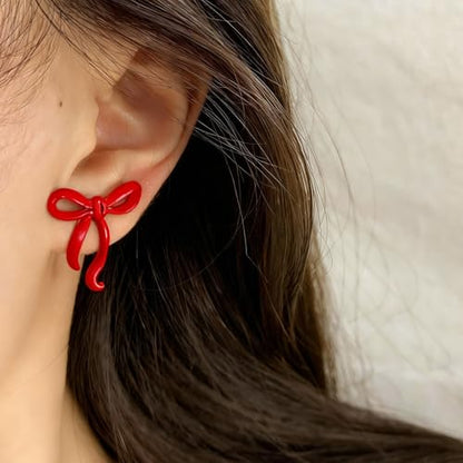Bow Earrings Red Earrings for Women Dangle Cute Earrings Red Stuff Jewelry Outfits Accessories Gifts for Girls - color: A9:red bow earrings