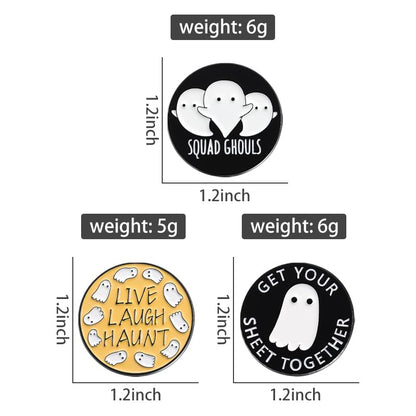 Cartoon Animal Enamel Brooch Set Cute Butterfly Duck Cat Lapel Pins for Backpacks Jacket Decoration Gifts for Friends - style: Squad Ghouls Ghost