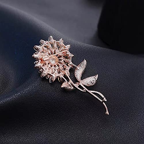 BeeGift Brooches for Women， Sunflower Brooch Pin Wedding Embellishment DIY Brooch Mother's Gift (Gold Crystal-1pcs)