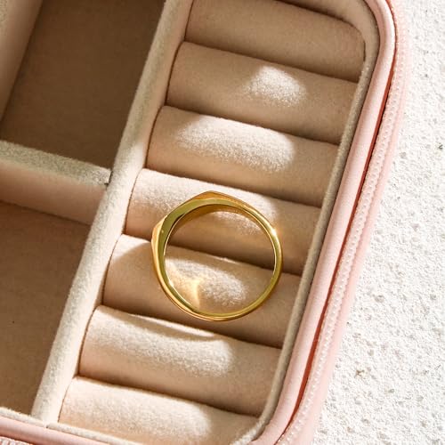 PAURO Women's Oval Angel Number Rings 111 222 333 444 555 666 777 888 999 | Stainless Steel Signet Style, Gold Plated Spiritual Statement Band, Numerology Jewelry Gift - color: Gold-888