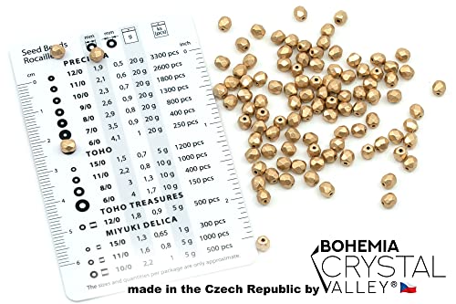 2.1oz (60 g) Mix of Unique Czech Bohemia Glass Pressed Beads, Rocailles, Aztec Pale Gold Crystal, Matte and Glossy, Hand Made BCV - color: Aztec Pale Gold Blue