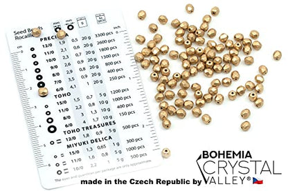 2.1oz (60 g) Mix of Unique Czech Bohemia Glass Pressed Beads, Rocailles, Aztec Pale Gold Crystal, Matte and Glossy, Hand Made BCV - color: Aztec Pale Gold Blue