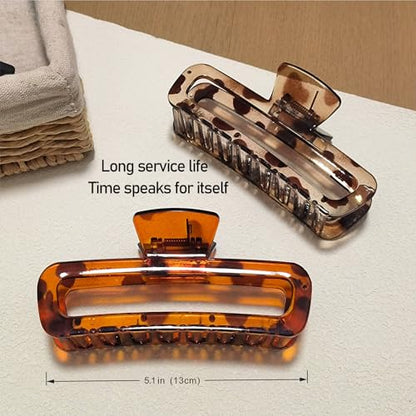 5 Inch Large Hair Claw Clips, No Slip Matte & Glossy Unbreakable Square XL Hair Clips for WomenThick Long Curly Hair, 7 Pack - color: A6 7 Pack