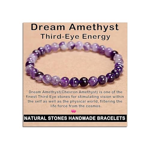 AD Beads Handmade Gemstone Stretch Elastic Bracelet Crystal Reiki Nature's Beauty and Spiritual Essence Unisex (4mm, Dream Amethyst (Third-Eye Energy)) - color: Dream Amethyst (Third-eye Energy), size: 4mm