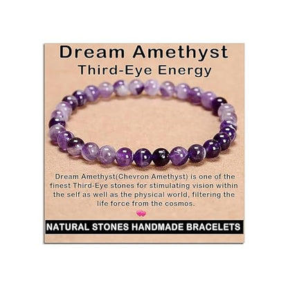 AD Beads Handmade Gemstone Stretch Elastic Bracelet Crystal Reiki Nature's Beauty and Spiritual Essence Unisex (4mm, Dream Amethyst (Third-Eye Energy)) - color: Dream Amethyst (Third-eye Energy), size: 4mm