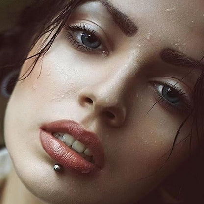 Fake Eyebrow Ring Fake Lip Labret Studs Replacement Balls Spike with 100pcs Sticker Non-Piercing Body Jewelry Fake Skin Piercing - color: D1 -Silver