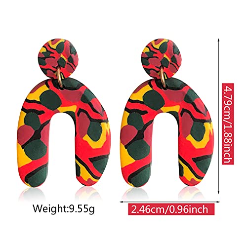 Unique Geometric Irregular Polymer Clay Acrylic Earrings for Women Spring Colorful Spray Paint Simple Personality and Geometric U-Shape Drop Earrings