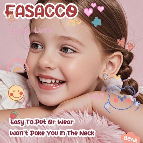 FASACCO 8-10Pairs Clip on Earrings for Women Girls Colorful Crystal Non-Piercied Earrings Cute Flower Heart Butterfly Pearl Clip-on Earrings Over 3 Years Old - style: 10Pairs Coloful