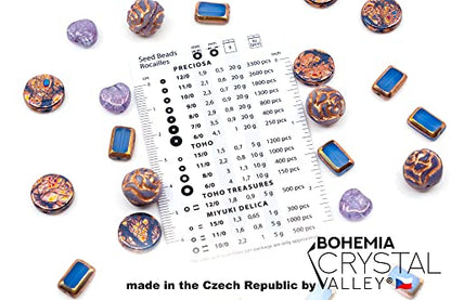 2.1oz (60g) of Glass Focal Bead Mix with Roses, Table-Cut and Cracked Czech Beads, PG Blue Copper Violet - color: Focal Copper Violet