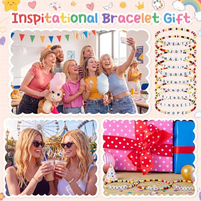 Liliaafar 20 Pcs Inspirational Friendship Bracelets Bulk Adjustable Motivational Beaded Bracelets for Back to School Teacher Gifts Classroom Party Favors - style: Cartoon Story Seed Bead