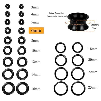 Xpircn 30Pcs Silicone Ear Gauges Flexible Ear Tunnels Plugs Stretchers Expander Double Flared Flesh Ear Piercing Jewelry for Women Men - style: Gauge:2G(6mm)