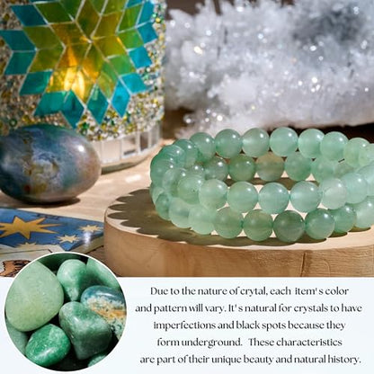 Bivei Natural Crystals Gemstone Healing Stretchy Round Beaded Bracelet | 8MM Semi Precious Beads Bracelet, Handmade Spiritual Jewelry Gift for Women Men,Enhance Positive Energy - color: 8mm Green Aventurine (Growth), size: Small: 6.5-6.7 inch