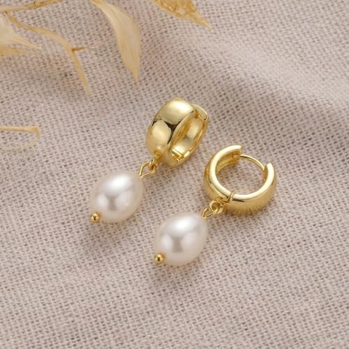 Gold Dangle Earrings for Women, 14K Gold Plated Chunky Hoop Earrings with Charms Cubic Zirconia Drop Earrings Statement Jewelry for Women - color: Gold F