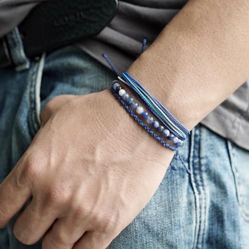 Handmade Natural Stone Beaded Healing Bracelet Gift for Men Adjustable Rope String Bracelet