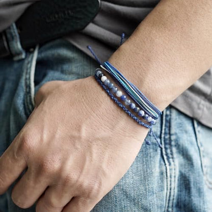 Handmade Natural Stone Beaded Healing Bracelet Gift for Men Adjustable Rope String Bracelet