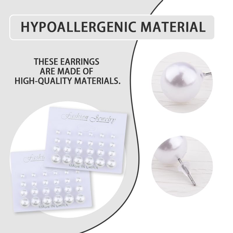 Pearl Stud Earrings for Women Elegant Trendy Round Cubic Zirconia Earrings Studs Pearl Cz Studs Earring for Women - color: two