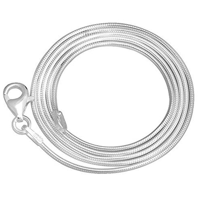 LUHE Silver Chain Sterling Silver Snake Chain Necklace 1MM Italian Crafted Thin Chains Lightweight Strong Chains - Lobster Claw Clasp Gifts for Women 14-30 inchs - size: 1mm snake chain 22in