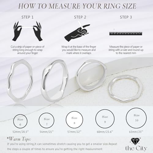 the City Rings for Women, Dainty 14K Gold Plated Stackable Thin Pinky Thumb Ring Set Hypoallergenic Wedding Bands Engagement Rings Non Tarnish Trendy Stuff Gold Jewelry Set Birthday Gifts for Mom - color: Silver Plated