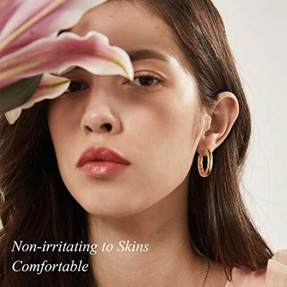 FindChic Chunky Hoop Earrings for Women, Silver/Black/14K Gold Plated Crossover Patterned Hollow Tube Rounded Loop Earrings, 30mm/40mm/60mm/80mm Hoops with Custom Name Options and Gift Box - color: c.Gold, size: 30MM