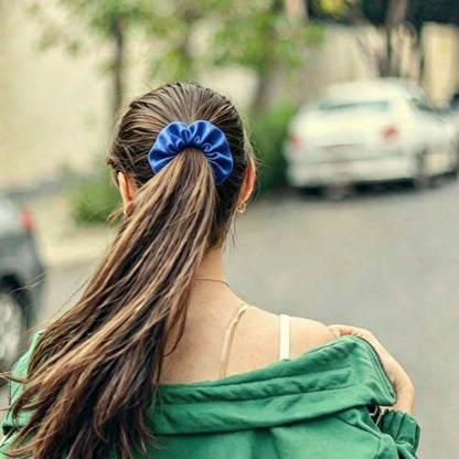 Silk Hair Ties Ponytail Holder Hairs Bow Ropes Elastics Hairtie Accessories Wide 0.8inch on Hair No Damage No Crease for Women Curly Thick Wavy Hair(30Pcs Royal Blue) - color: Royal Blue