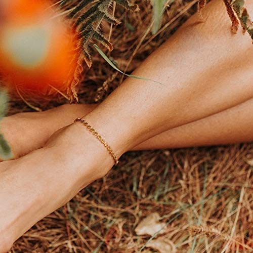 MEVECCO Anklet for Women Gold Chain 14K Gold Plated Dainty Boho Beach Summer Simple Foot Jewelry Ankle Bracelet - style: Coin