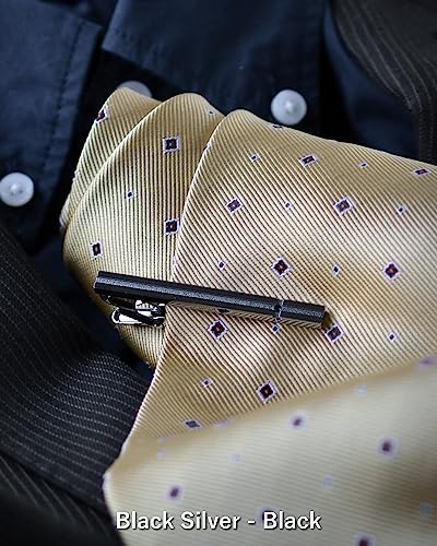 [TAVARAT] Tie Clip Tie Clips for Men Black Silver Tie Bar Tie Pin Tps-032 - style: black silver black